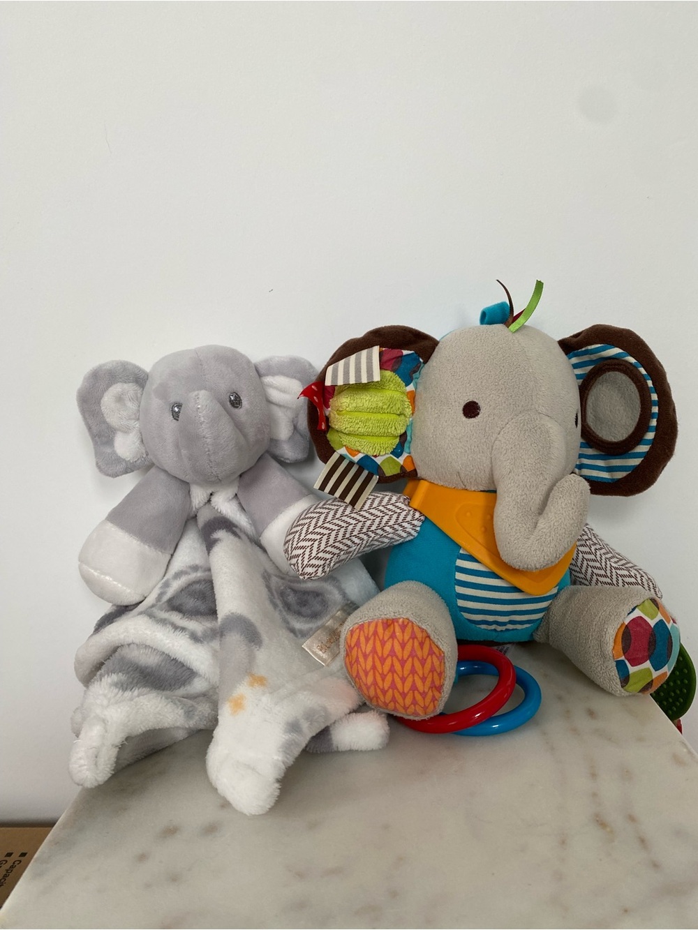Blankets and Beyond security blanket and skip hop teether elephants